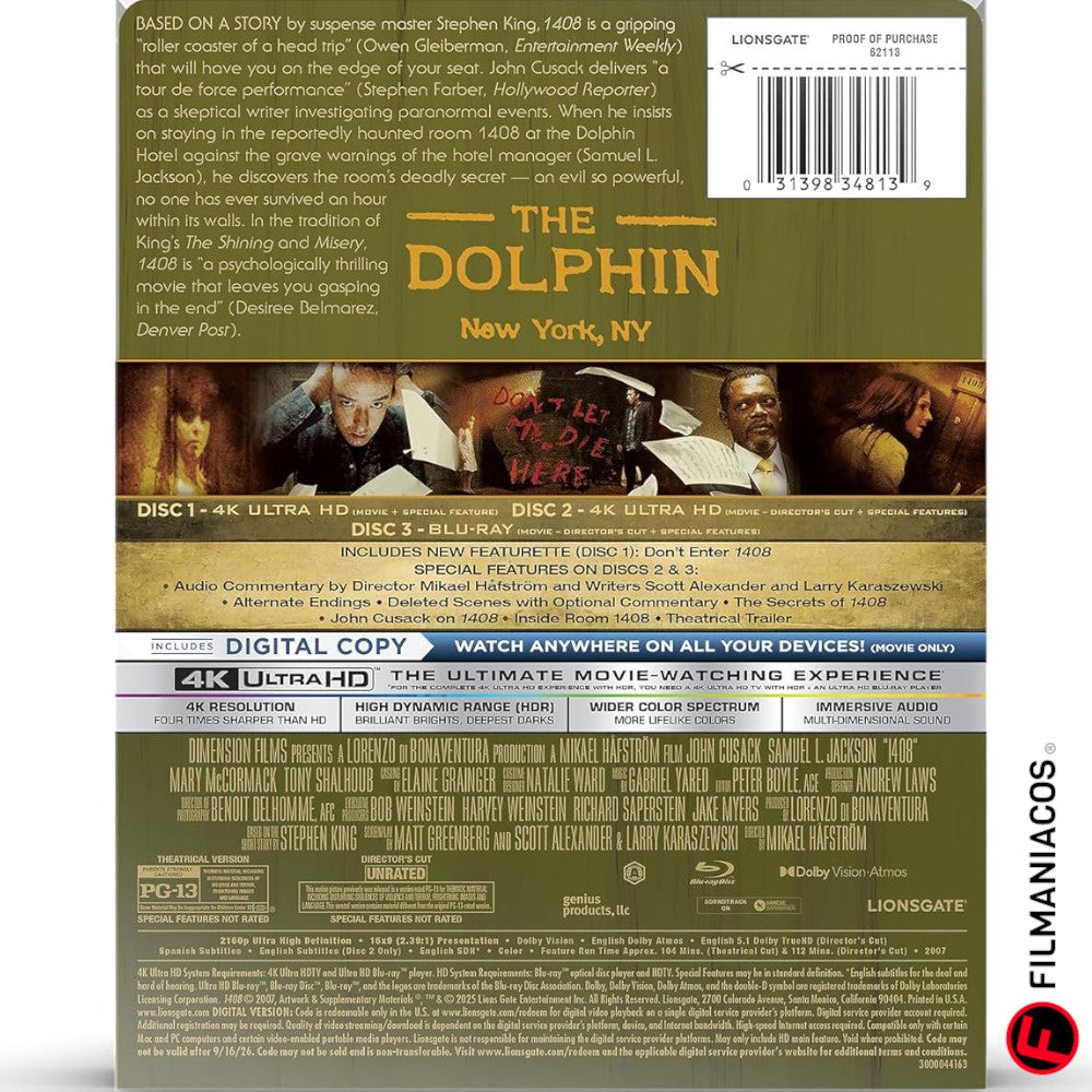 PRE-VENTA: 1408 (2007) (Steelbook) [4K Ultra HD + Blu-ray]