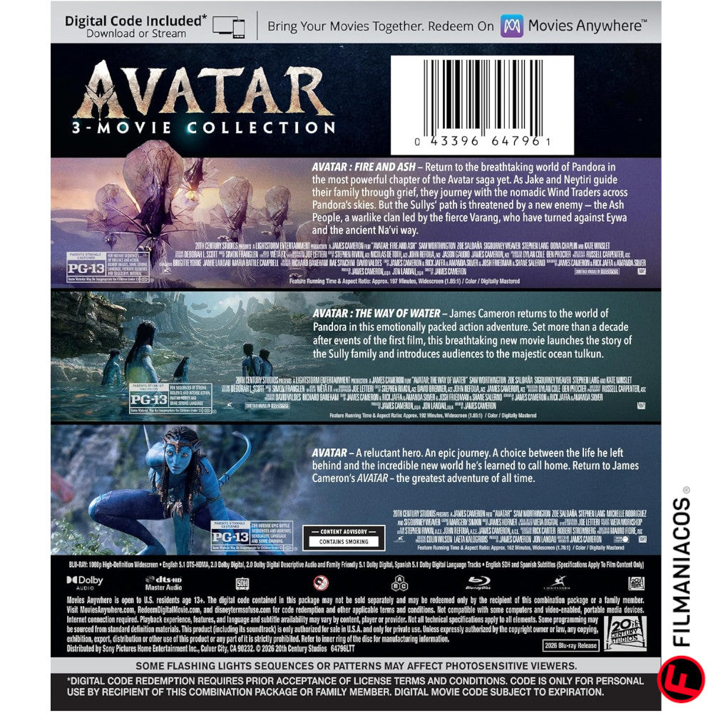 PRE-VENTA: Avatar: 3-Movie Collection (2009-2025) [Blu-ray]