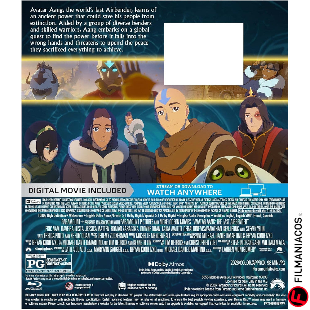 PRE-VENTA: Avatar Aang: The Last Airbender (2026) [Blu-ray]