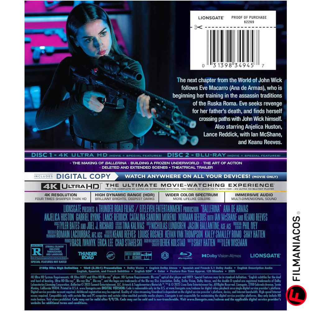 PRE-VENTA: Ballerina: From The World Of John Wick (2025) [4K Ultra HD + Blu-ray]