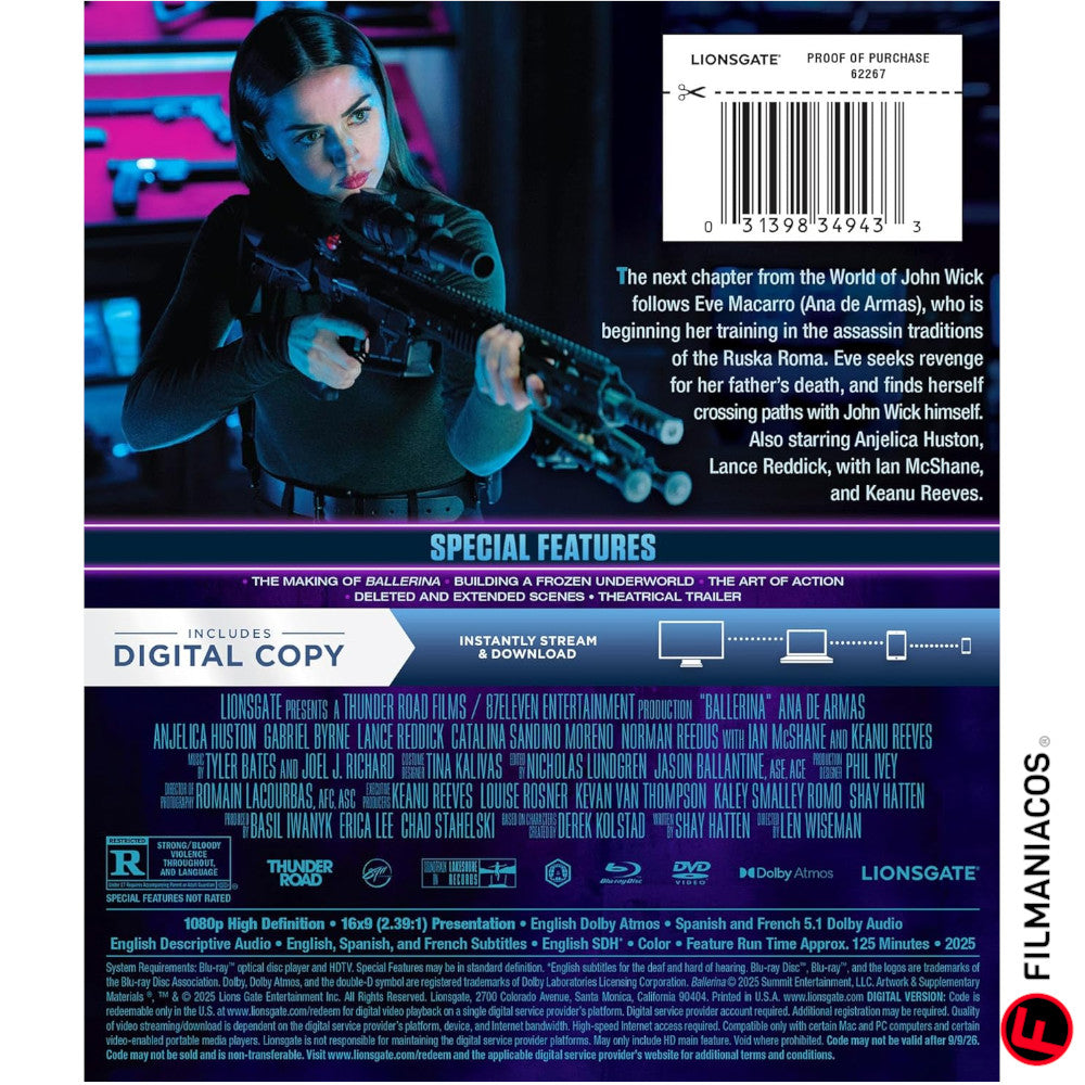 PRE-VENTA: Ballerina: From The World Of John Wick (2025) [Blu-ray + DVD]