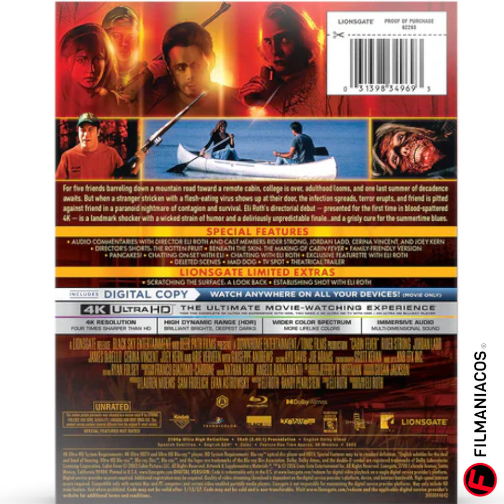 PRE-VENTA: Cabin Fever (2002) (Lionsgate Limited Steelbook) [4K Ultra HD + Blu-ray]