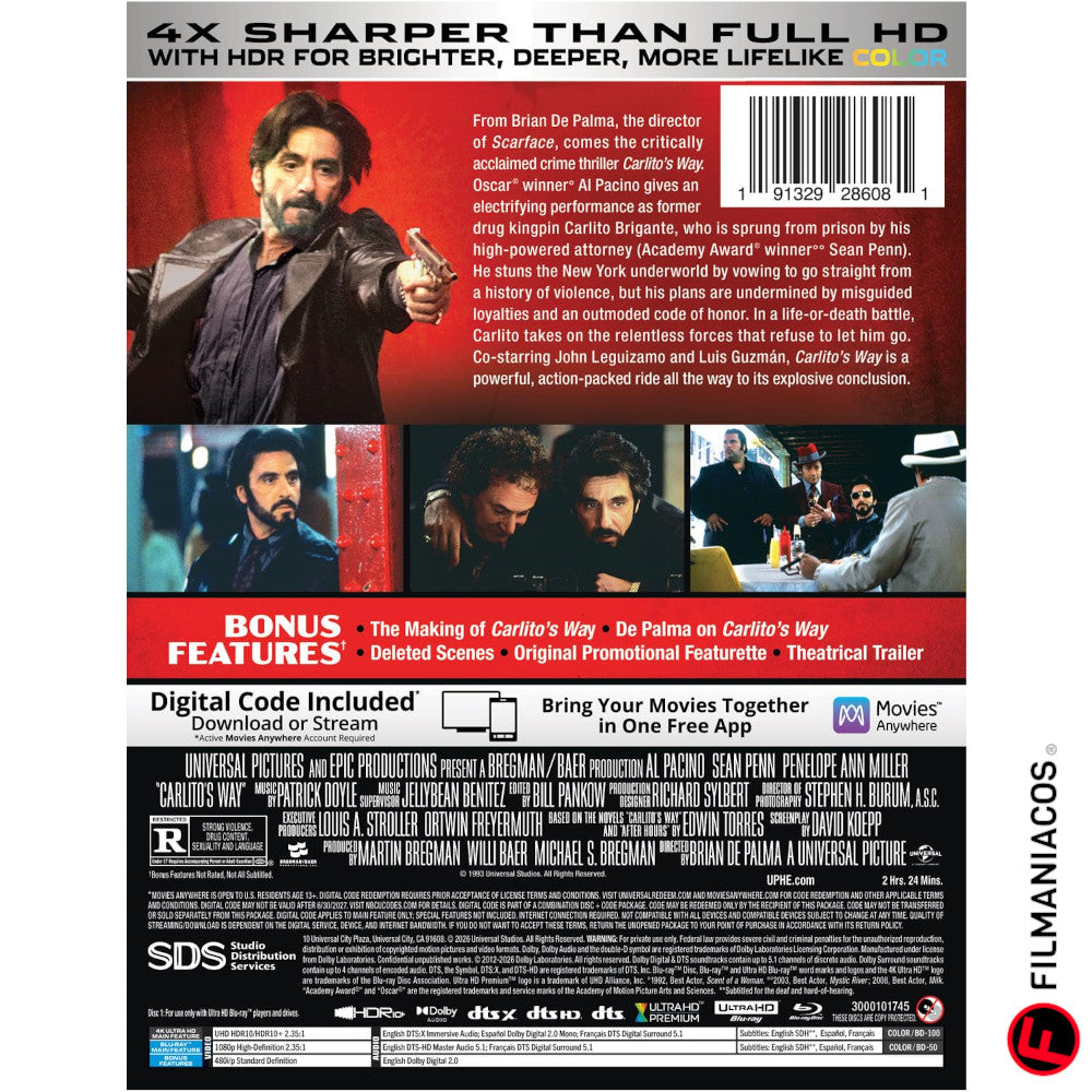 PRE-VENTA: Carlito's Way (1993) (Steelbook) [4K Ultra HD + Blu-ray]