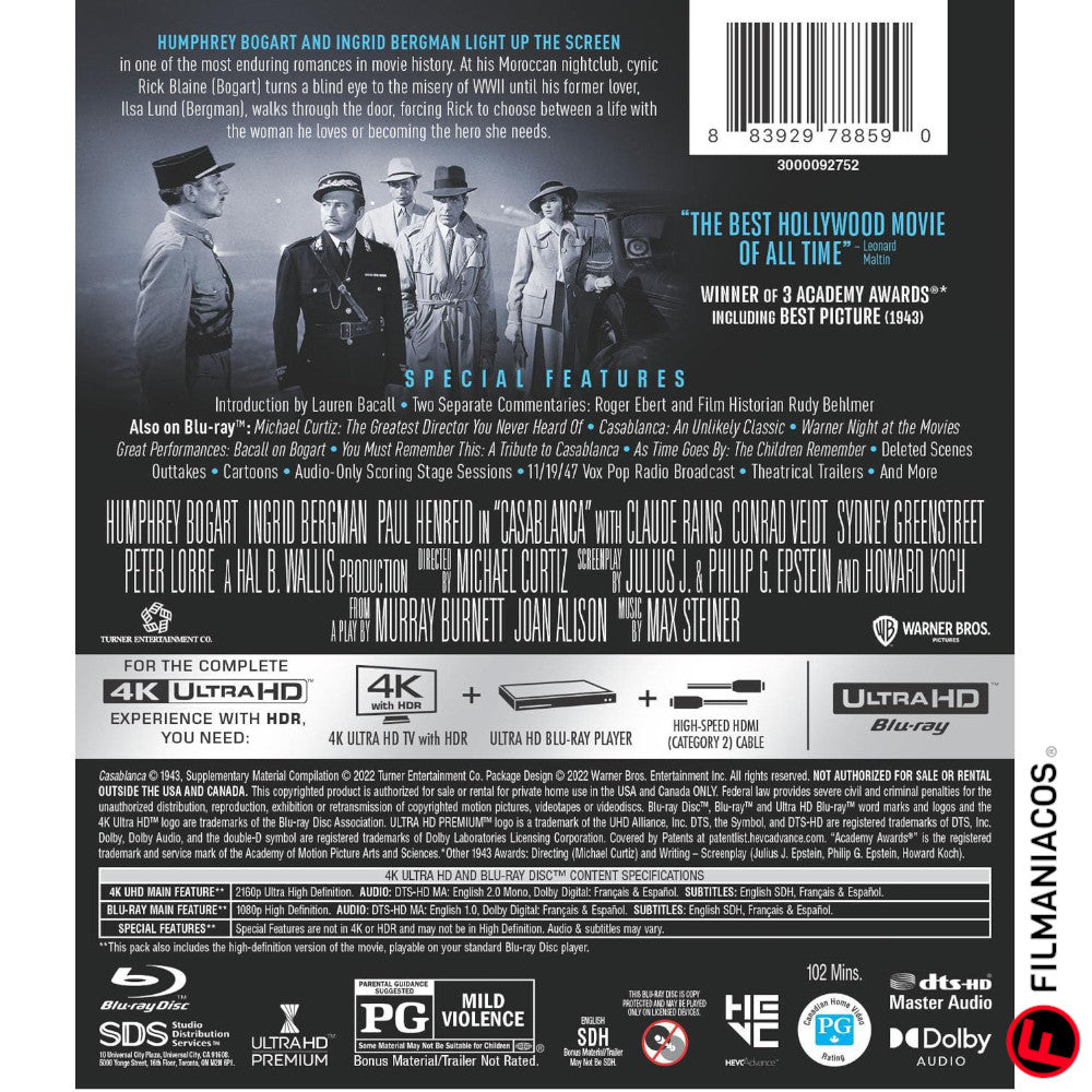 Casablanca (1942) (80th Anniversary Edition) [4K Ultra HD + Blu-ray]