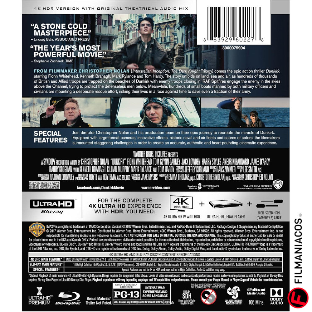 Dunkirk (2017) [4K Ultra HD + Blu-ray]
