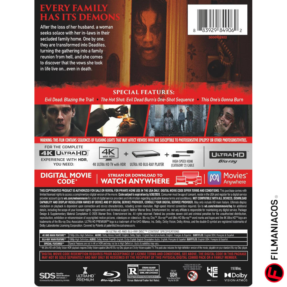 PRE-VENTA: Evil Dead Burn (2026) (Steelbook US) [4K Ultra HD + Blu-ray]