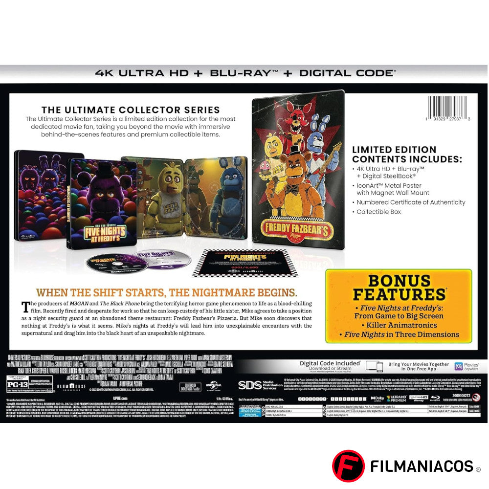 PRE-VENTA: Five Nights at Freddy's (2023) (Gift-Set con Steelbook) [4K Ultra HD + Blu-ray]