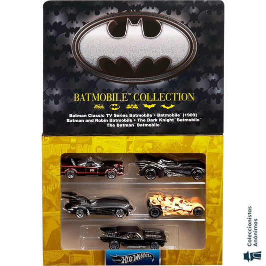 DC Batman Hot Wheels Set 5 Batimóviles en empaque commemorativo 85 aniversario (Escala 1:64)