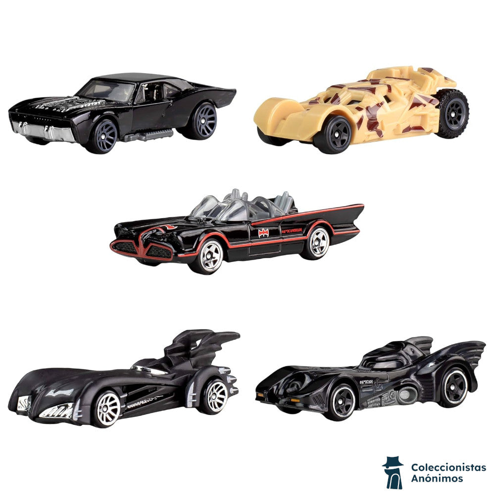 DC Batman Hot Wheels Set 5 Batimóviles en empaque commemorativo 85 aniversario (Escala 1:64)