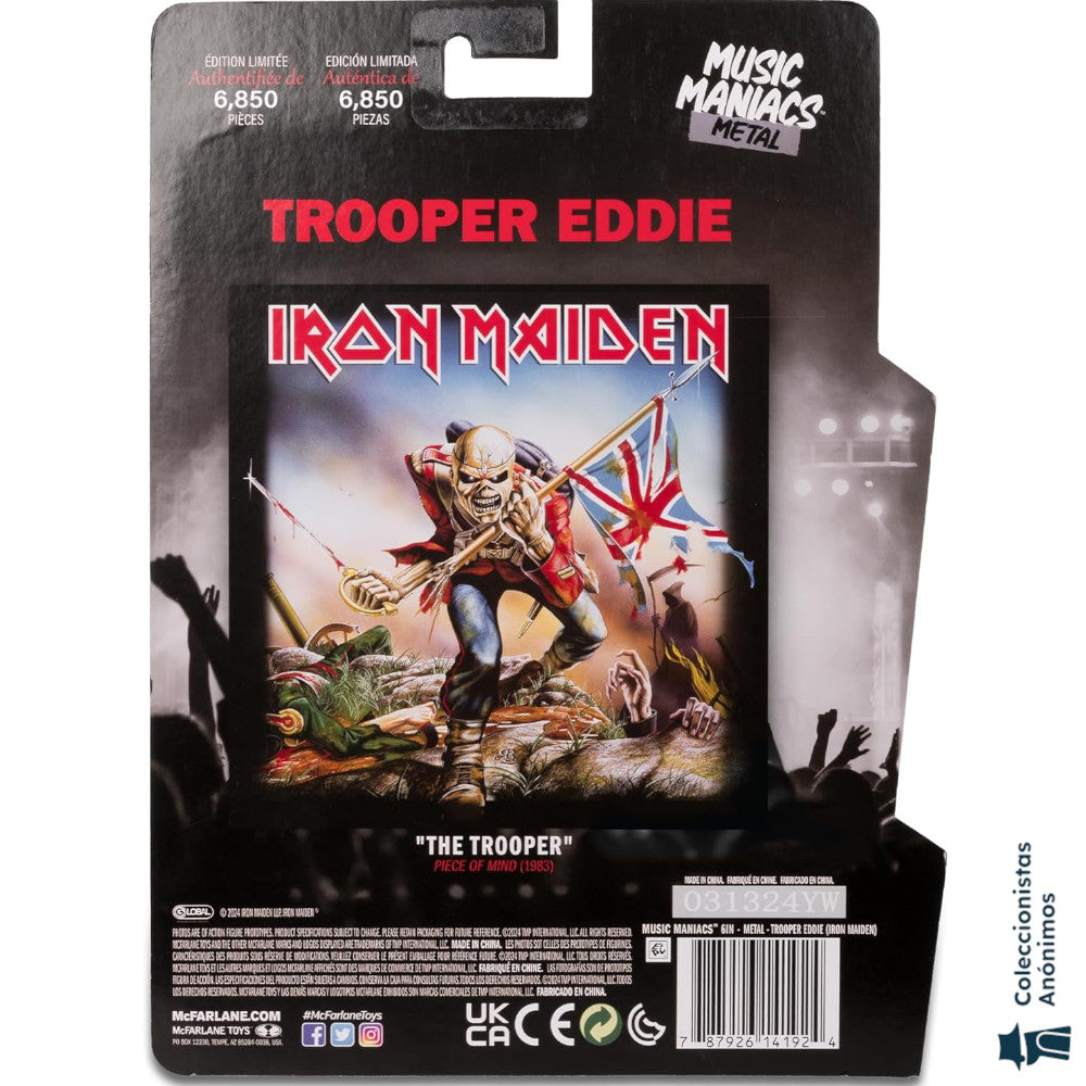 Iron Maiden Trooper Eddie McFarlane Toys Music Maniacs Metal (Figura de 6")