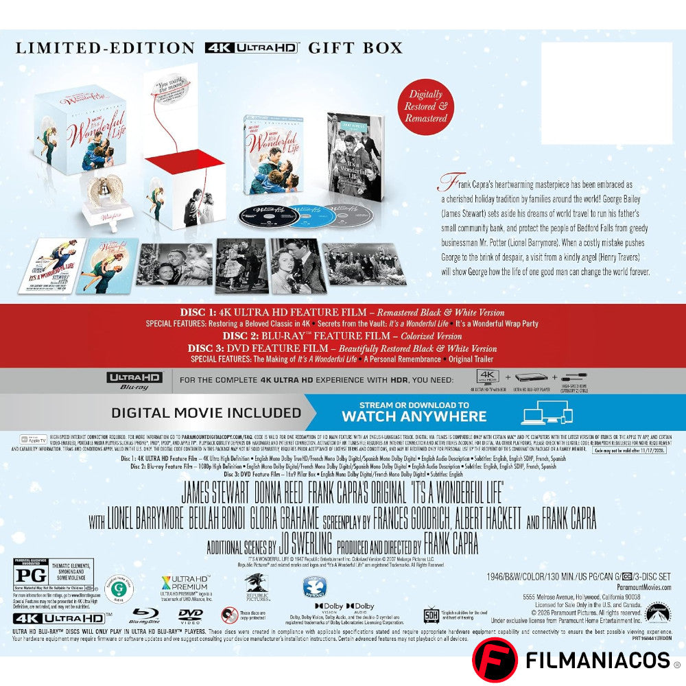 PRE-VENTA: It's a Wonderful Life (1946) (Gift-Set Deluxe) [4K Ultra HD + Blu-ray + DVD]