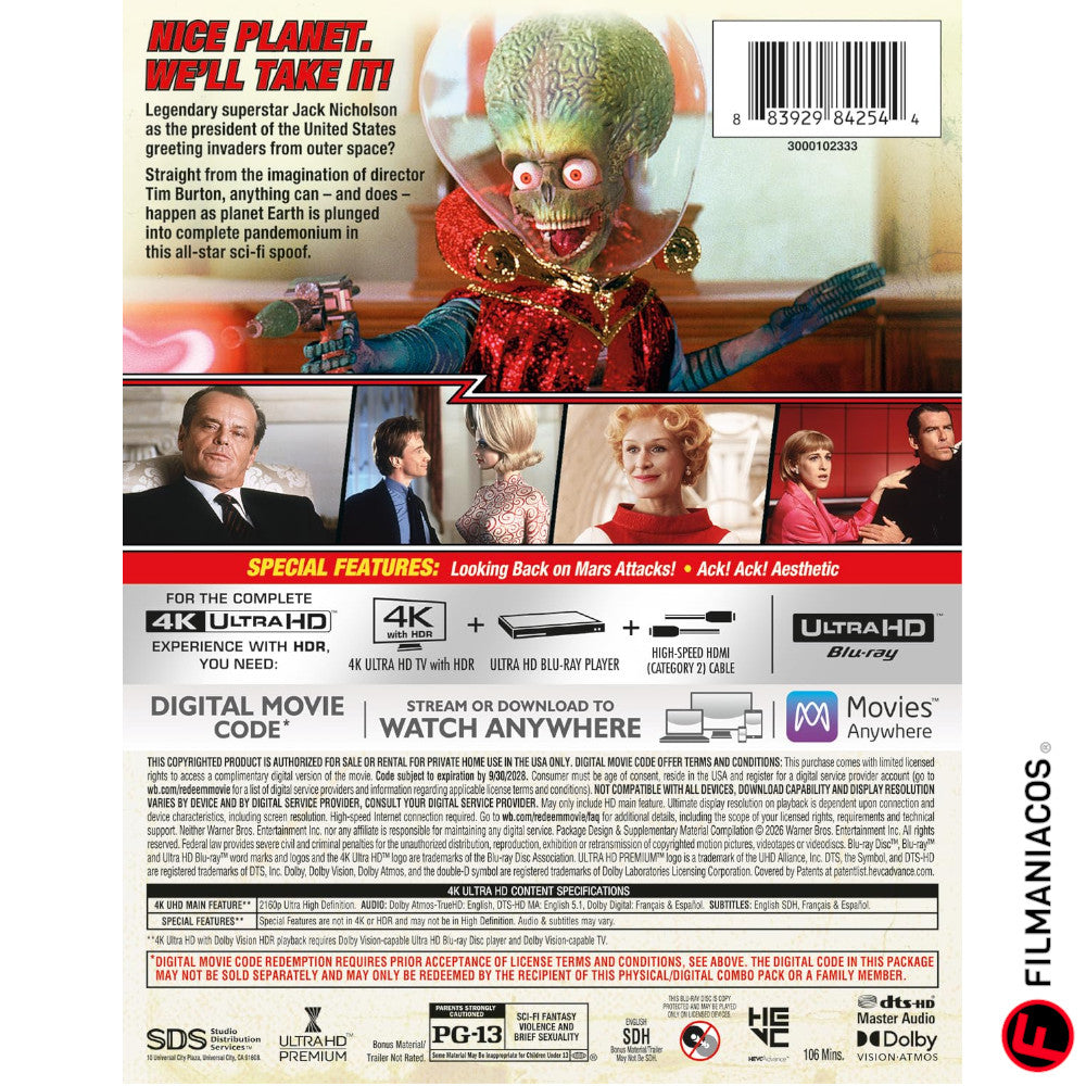 PRE-VENTA: Mars Attacks! (1996) (Steelbook) [4K Ultra HD]