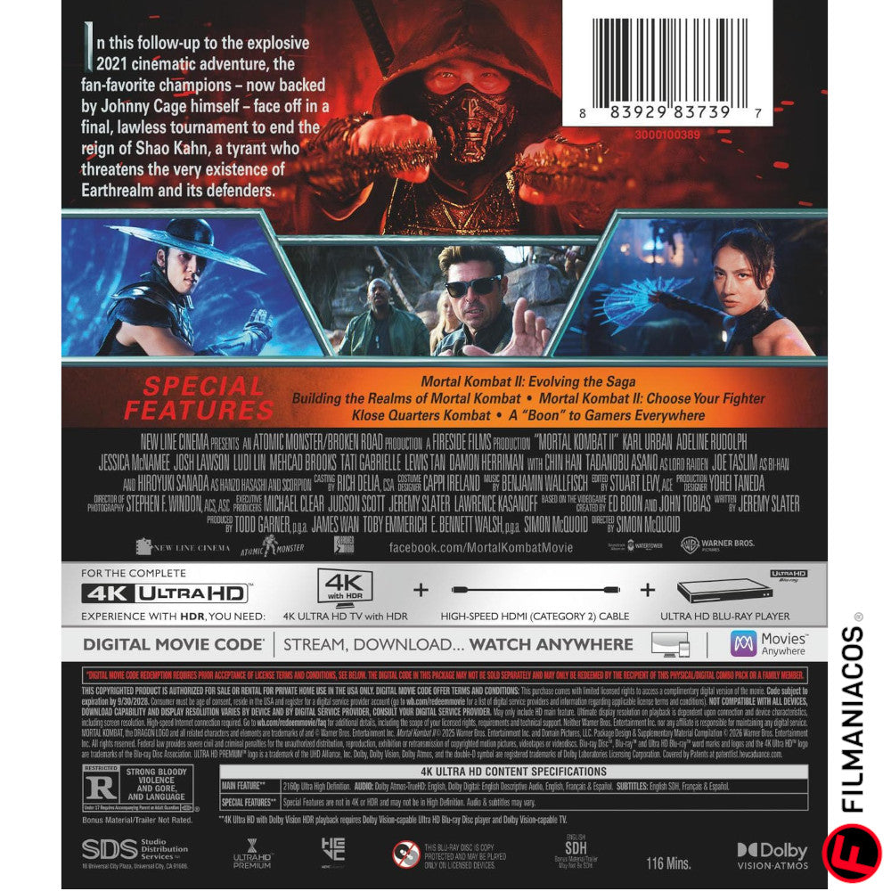 PRE-VENTA: Mortal Kombat II (2026) [4K Ultra HD]