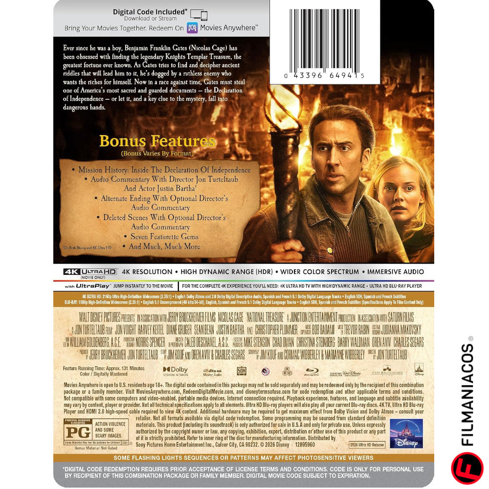 PRE-VENTA: National Treasure (2004) (Steelbook) [4K Ultra HD + Blu-ray]