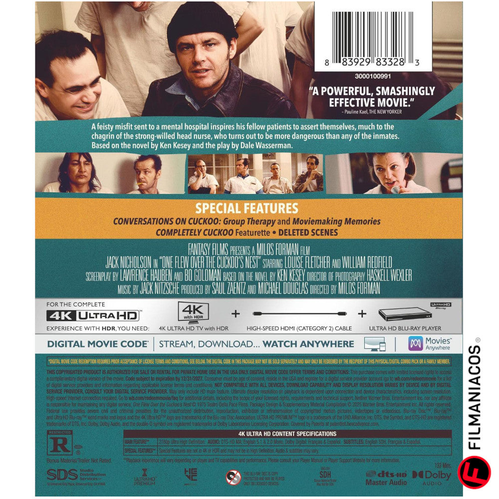 PRE-VENTA: One Flew Over the Cuckoo's Nest (1975) (50th Anniversary Edition) [4K Ultra HD]