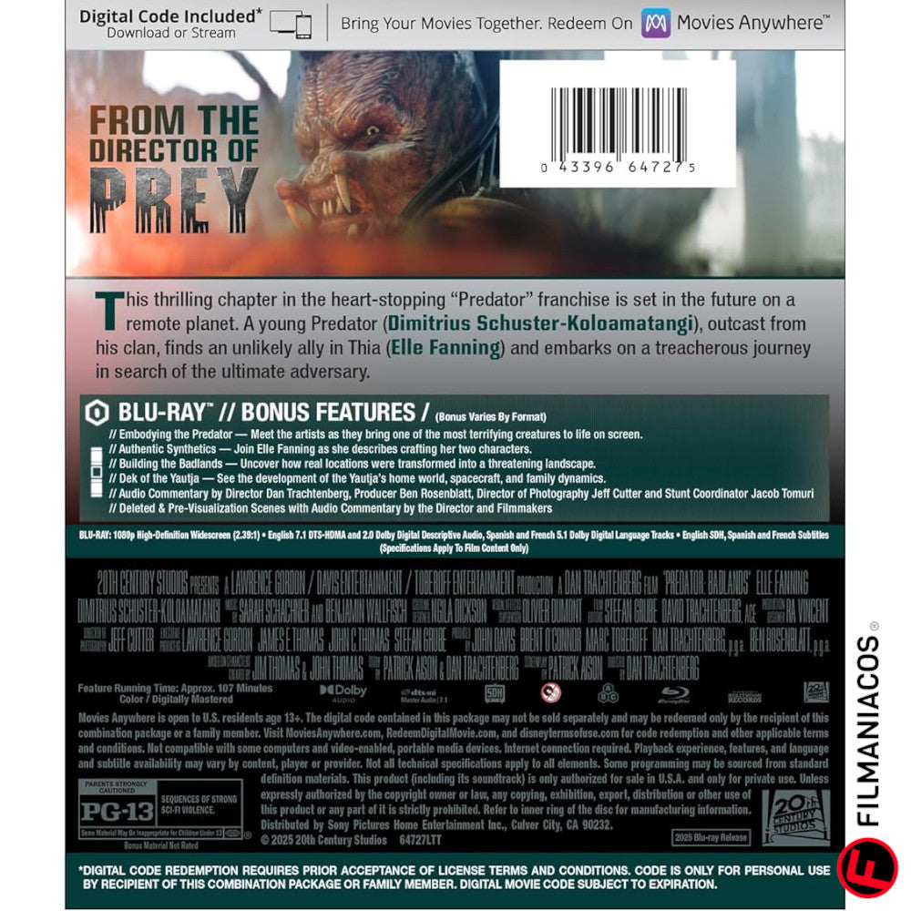PRE-VENTA: Predator: Badlands (2025) [Blu-ray]