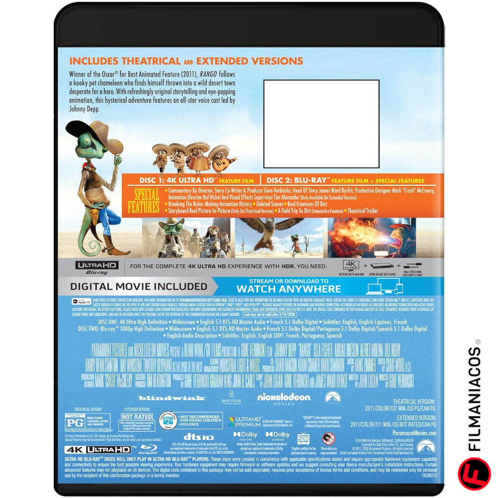 PRE-VENTA: Rango (2011) [4K Ultra HD + Blu-ray]