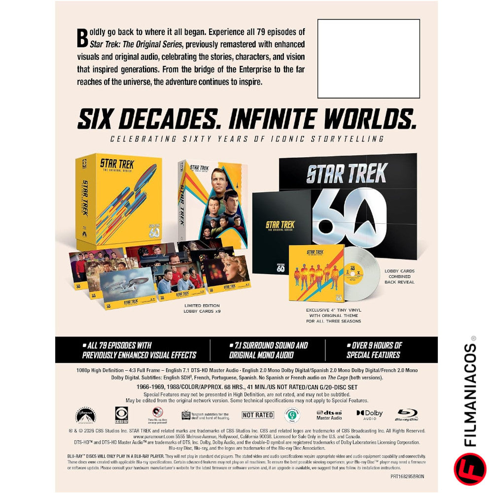PRE-VENTA: Star Trek: The Complete Original Series (60th Anniversary Gift-Set) (1966-1969) [Blu-ray + LP]