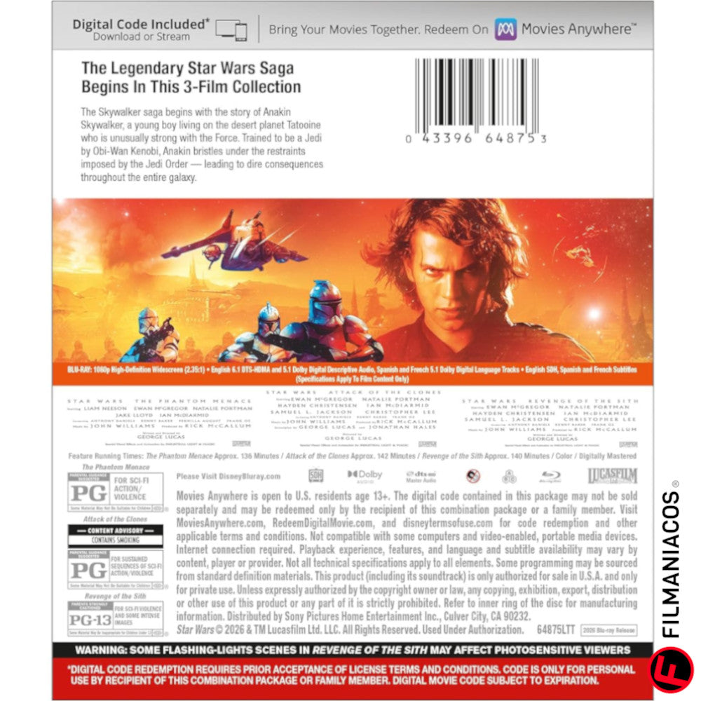 PEDIDO: Star Wars: Prequel Trilogy (1999-2005) [Blu-ray]