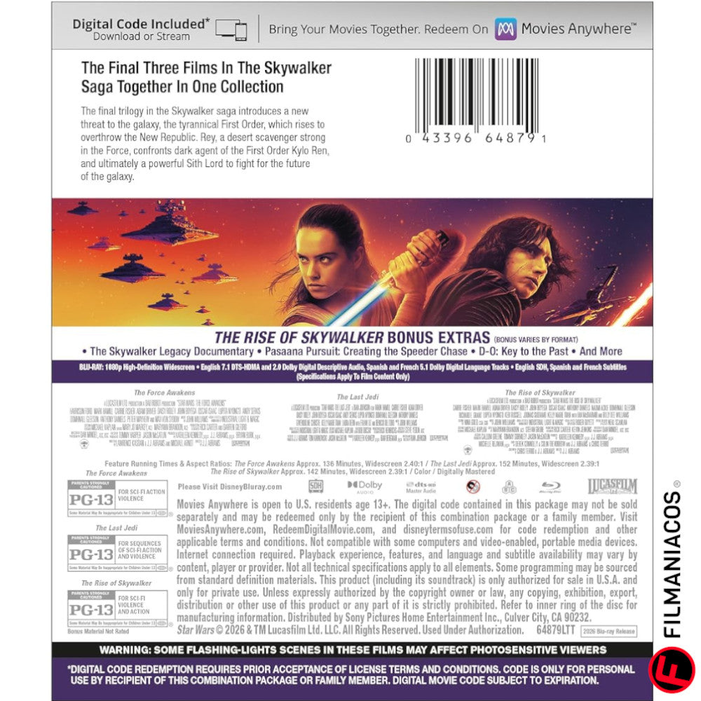 PEDIDO: Star Wars: Sequel Trilogy (2015-2019) [Blu-ray]