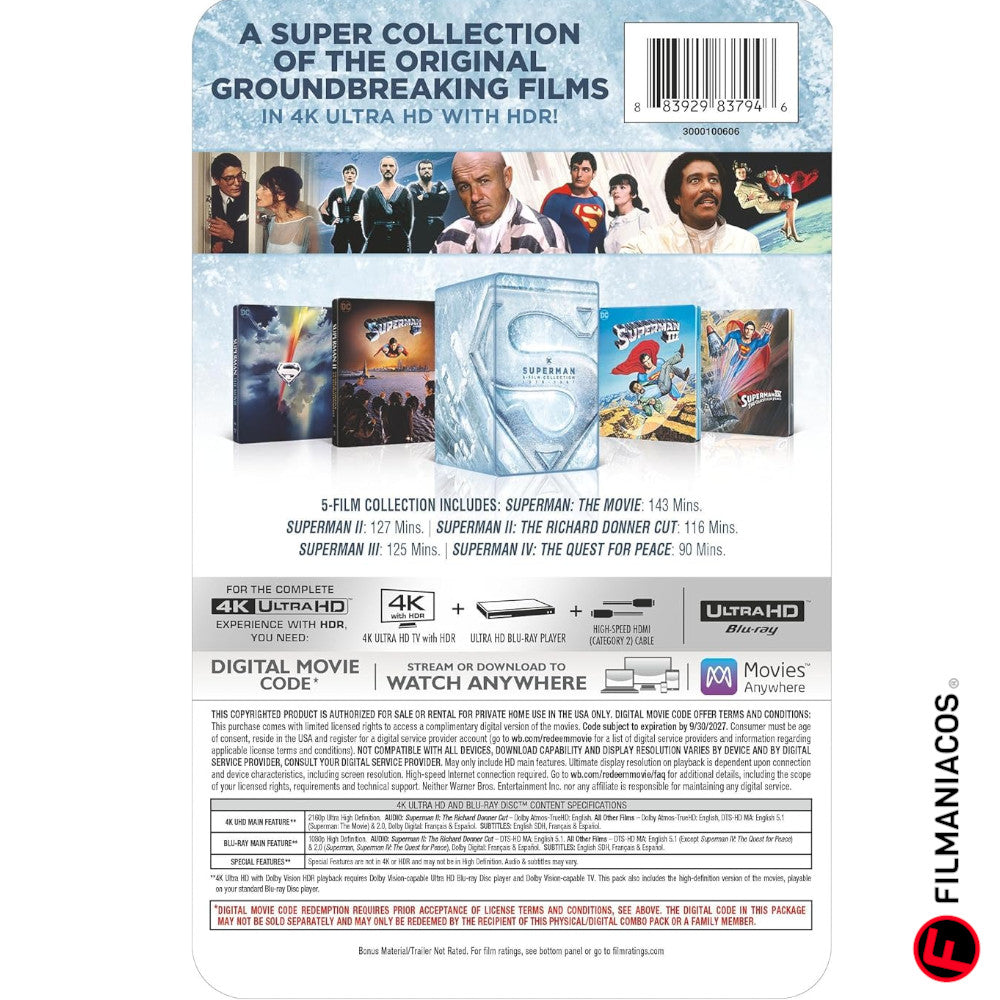 PRE-VENTA: Superman: 5-FIlm Collection (1978-1987) (Steelbook Library Case) [4K Ultra HD + Blu-ray]