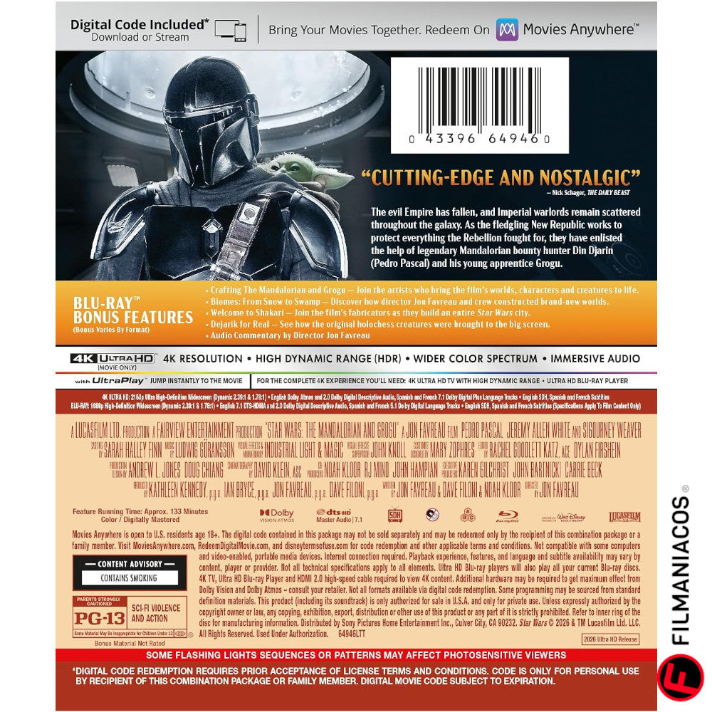 PRE-VENTA: Star Wars: The Mandalorian and Grogu (2026) [4K Ultra HD + Blu-ray]
