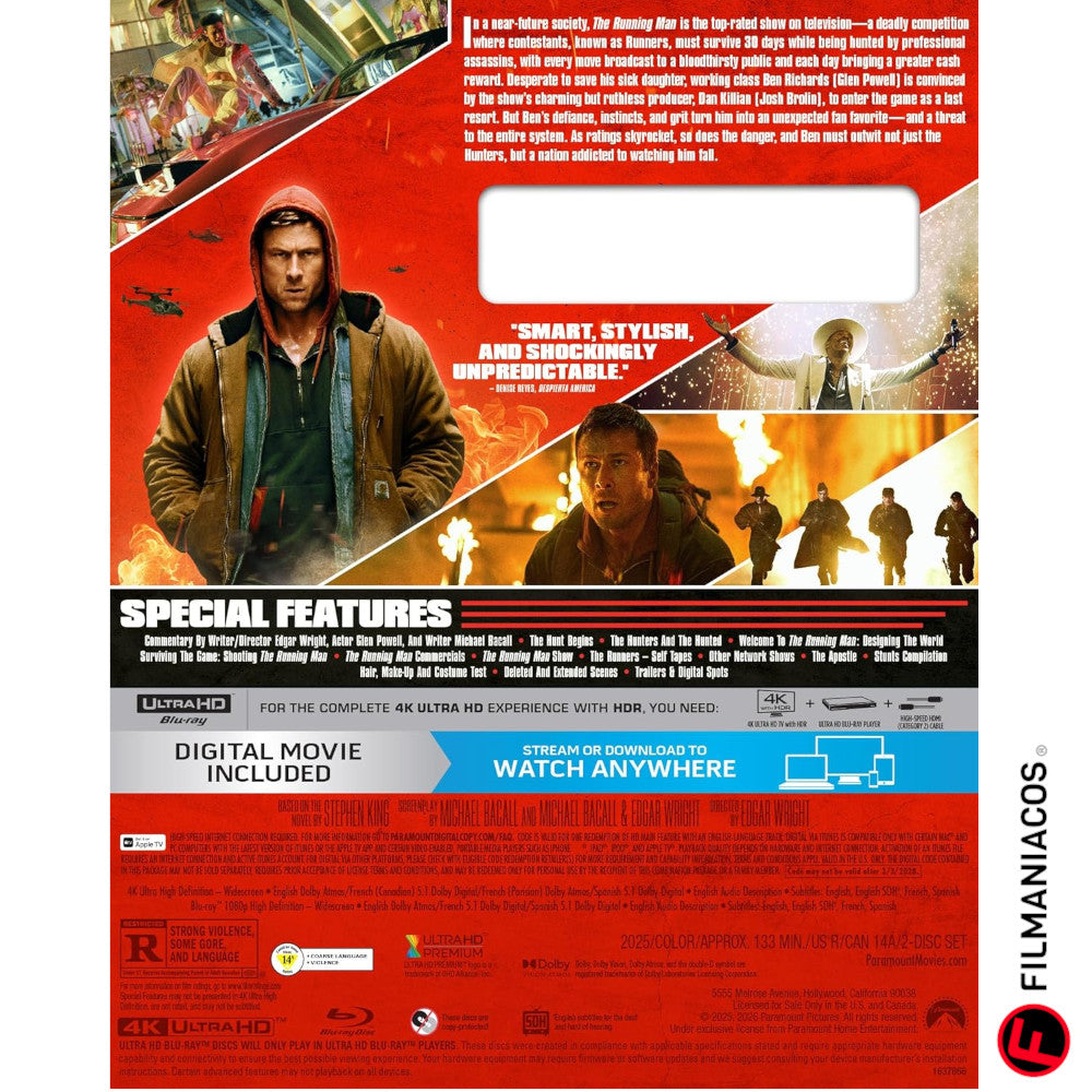 PRE-VENTA: The Running Man (2025) [4K Ultra HD + Blu-ray]