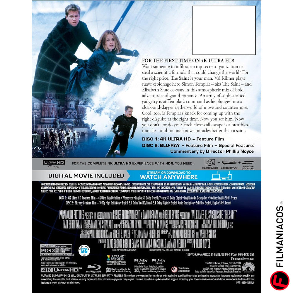 PRE-VENTA: The Saint (1997) (Steelbook) [4K Ultra HD + Blu-ray]