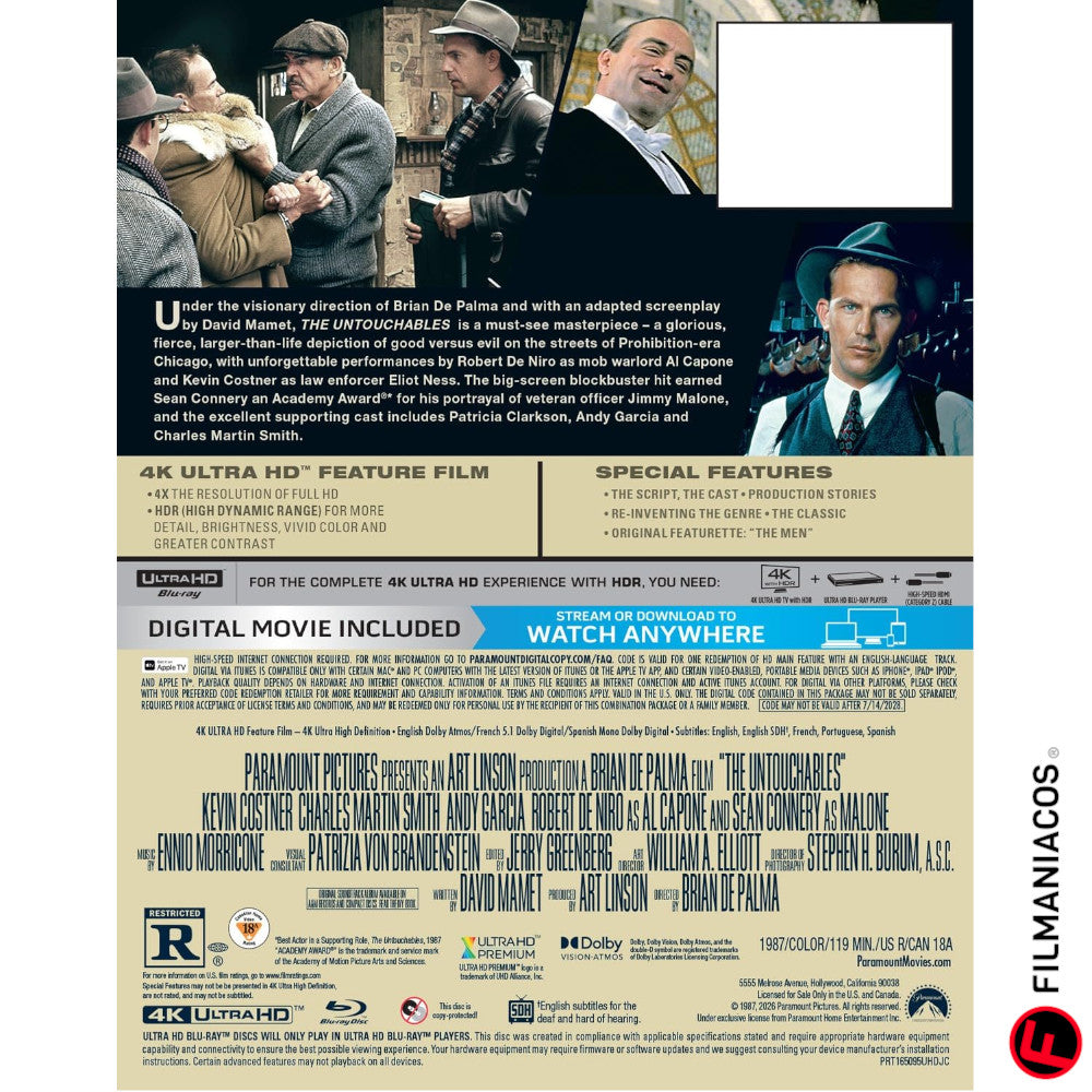 PRE-VENTA: The Untouchables (1987) (Steelbook) [4K Ultra HD]