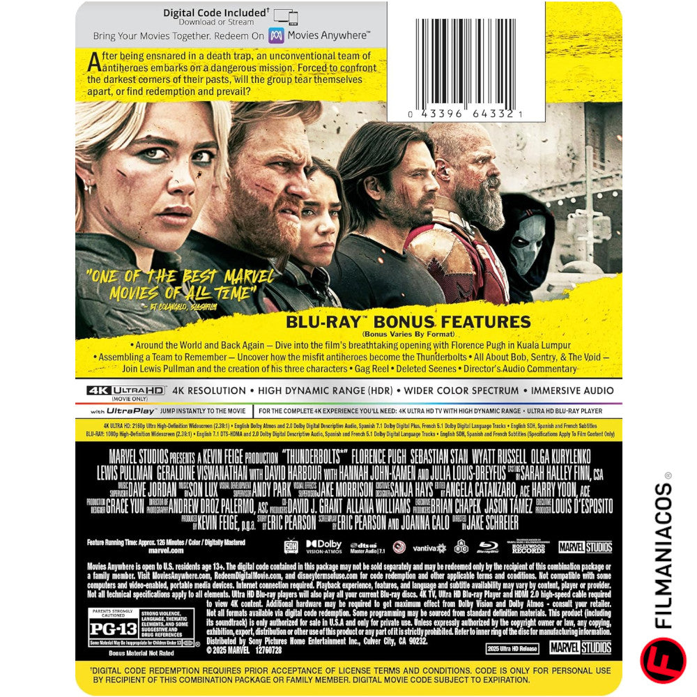PRE-VENTA: Thunderbolts (The New Avengers) (2025) (Steelbook) [4K Ultra HD + Blu-ray]