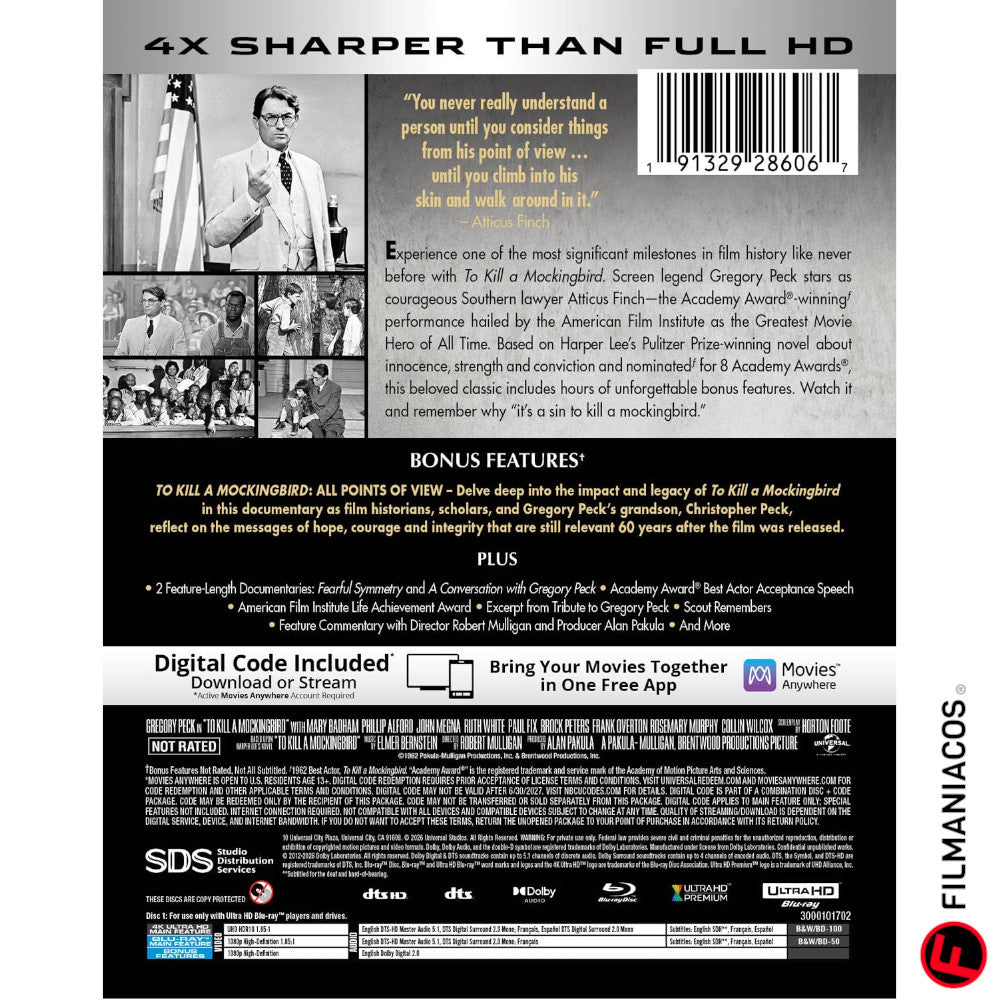 PRE-VENTA: To Kill A Mockingbird (1962) (Steelbook) [4K Ultra HD + Blu-ray]
