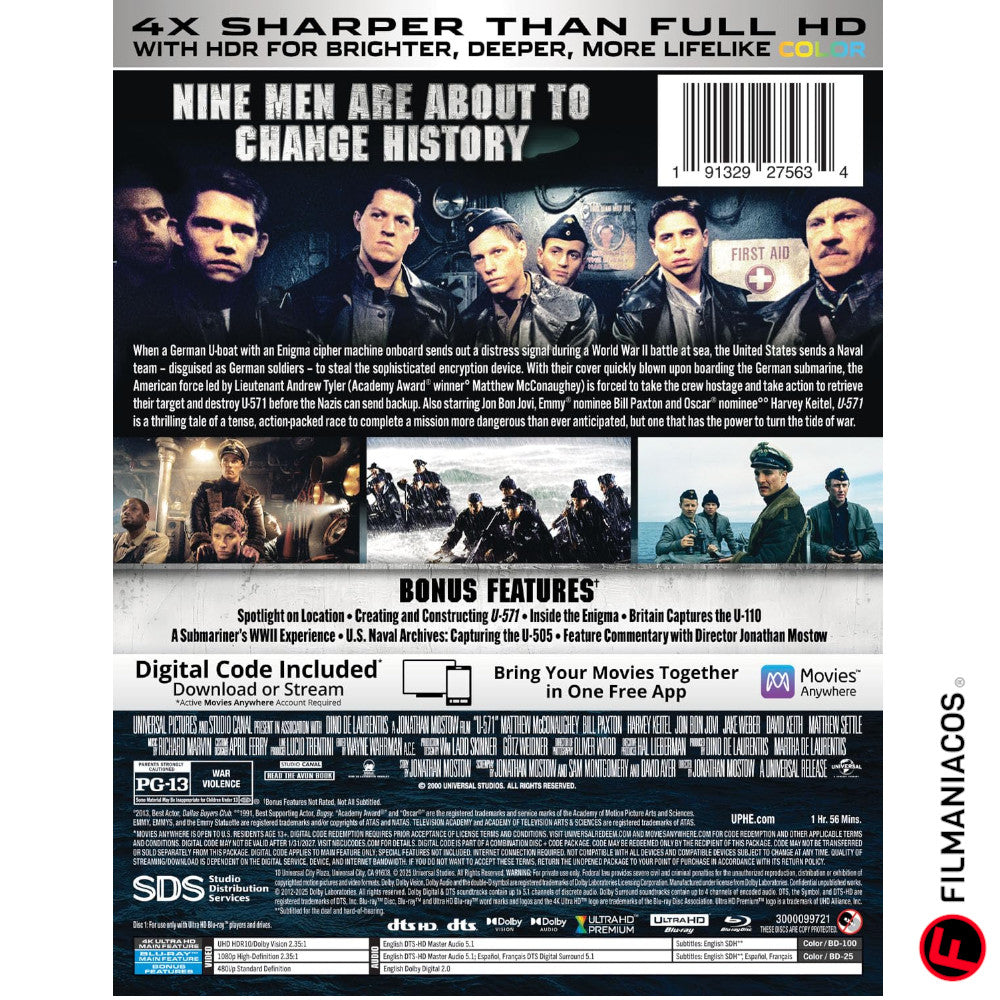 PRE-VENTA: U-571 (2000) (25th Anniversary Steelbook) [4K Ultra HD + Blu-ray]